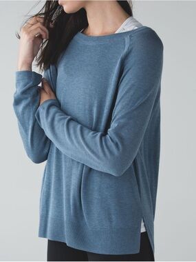 Lululemon Post Savasana pullover knit sweater - heathered blue denim